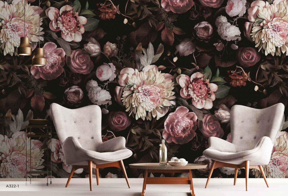 Flower Pattern Design Mural WALLPAPER in Different Texture - Code A322 - Image 3