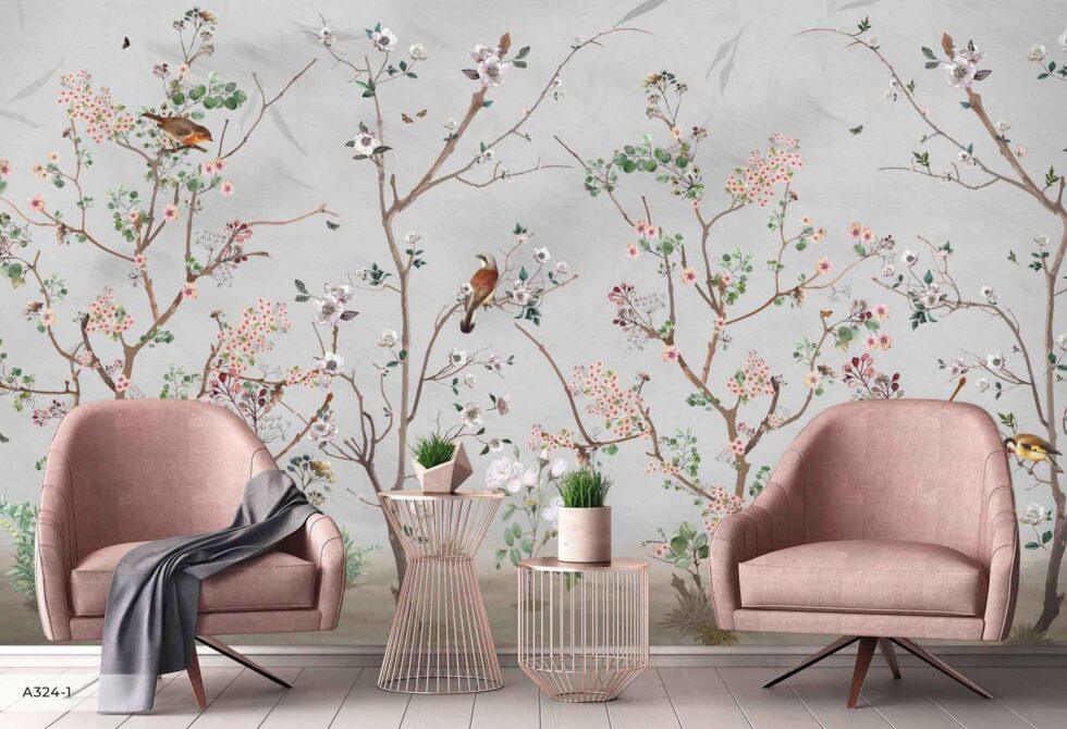 Spring Blossoms Design Mural WALLPAPER in Different Texture - Code A324 - Image 7