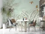Animals And Palm Leaves Pattern Design Mural WALLPAPER, Available in Various Paper Texture, Code FJ307. It is Produced as 105 CM WIDE ROLL PANELS. - Image 5