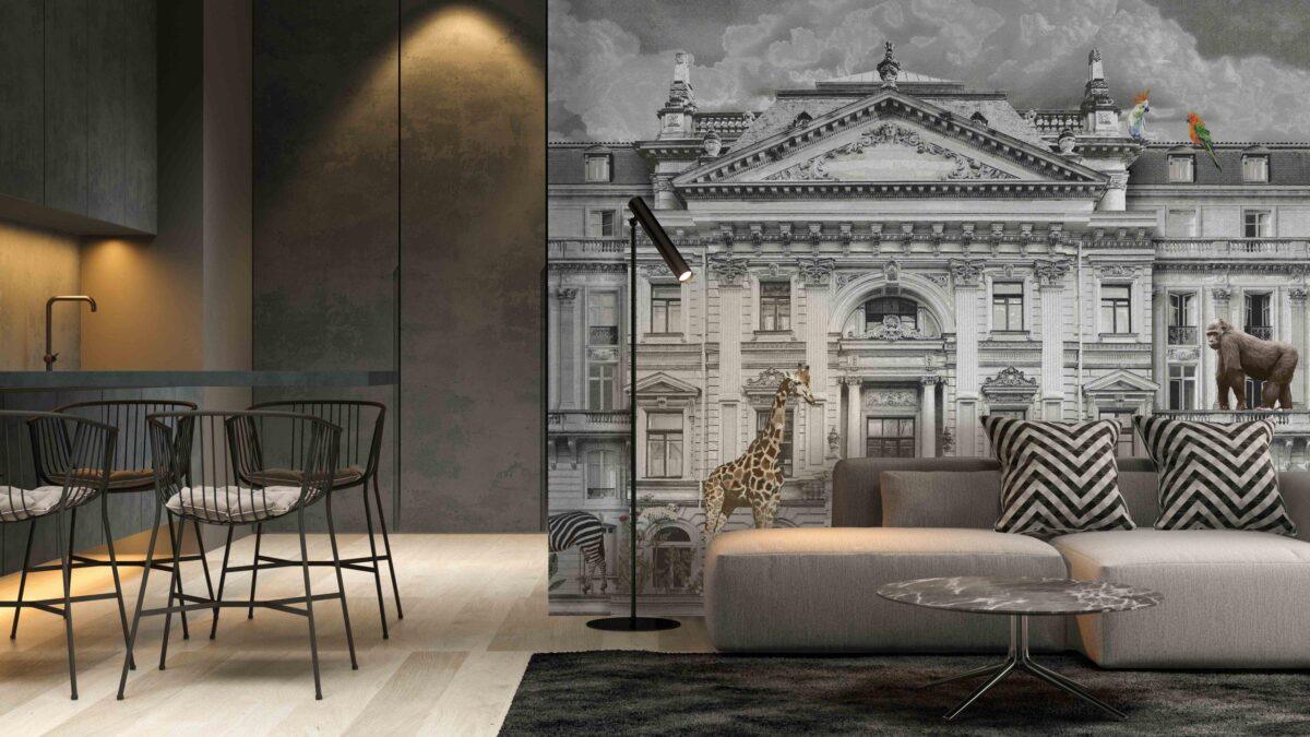 Zoo Pattern Design, VINYL FABRIC TEXTILE Wall Mural in Different Texture, Code FJ308.  It is produced as ONE PIECE WITHOUT JOINT. - Image 7
