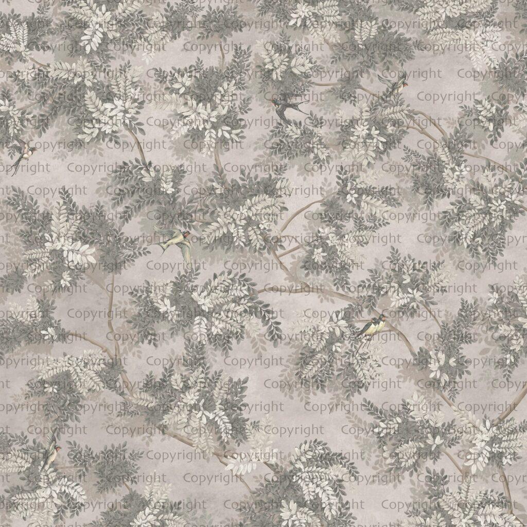Green Leaf Design, VINYL FABRIC TEXTILE Wall Mural in Different Texture, Code SE300. It is produced as ONE PIECE WITHOUT JOINT. - Image 3