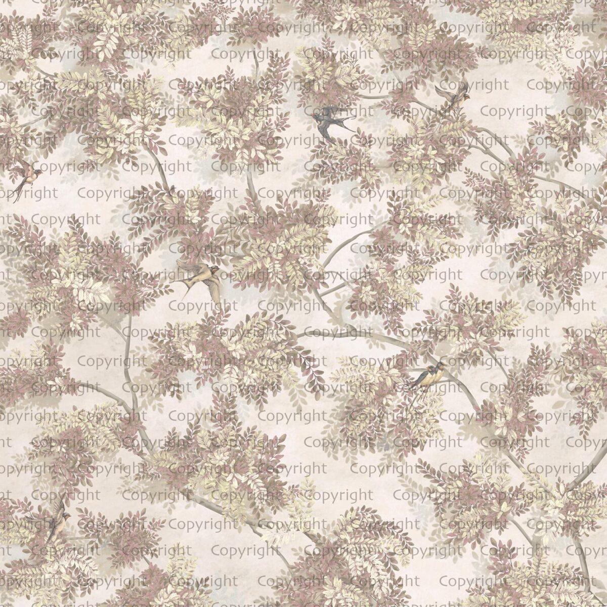 Green Leaf Design MURAL WALLPAPER, Available in Various Paper Texture, Code SE300. It is Produced as 105 CM WIDE ROLL PANELS. - Image 2