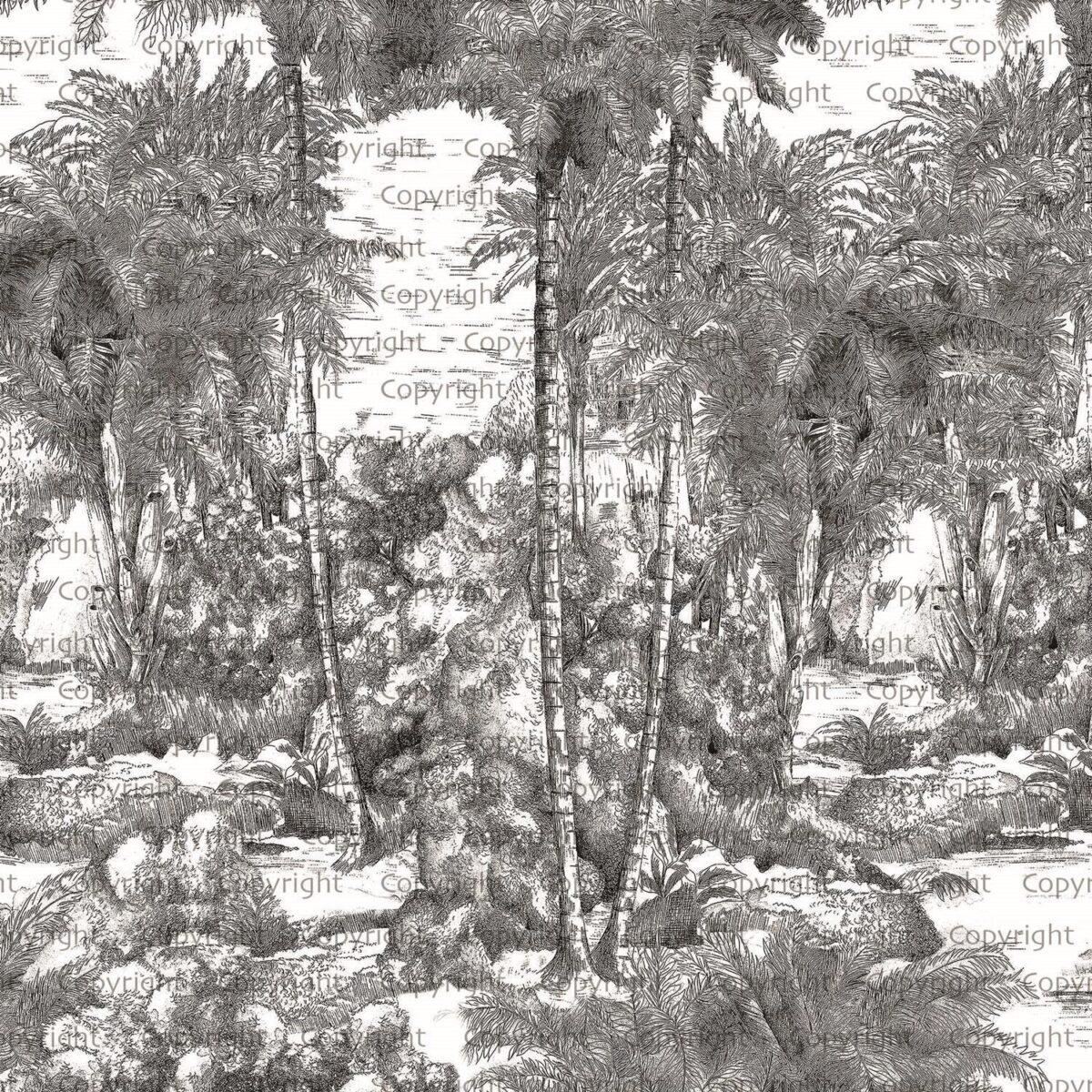 Jungle Design, VINYL FABRIC TEXTILE Wall Mural in Different Texture, Code SE301. It is produced as ONE PIECE WITHOUT JOINT. - Image 1
