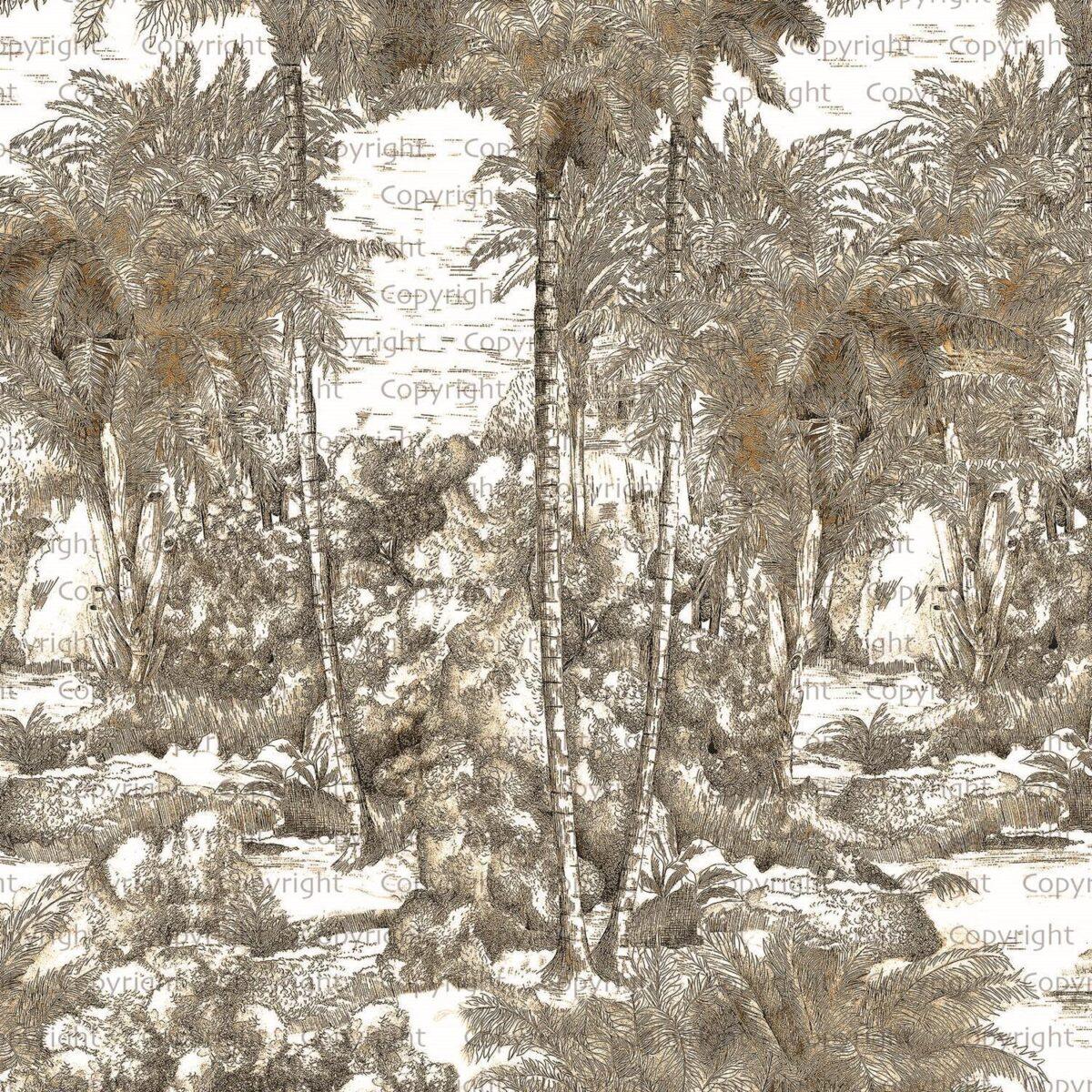 Jungle Design, VINYL FABRIC TEXTILE Wall Mural in Different Texture, Code SE301. It is produced as ONE PIECE WITHOUT JOINT. - Image 2