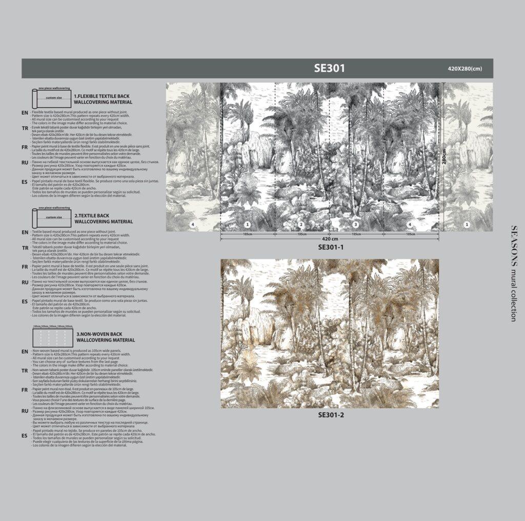 Jungle Design MURAL WALLPAPER, Available in Various Paper Texture, Code SE301. It is Produced as 105 CM WIDE ROLL PANELS. - Image 6