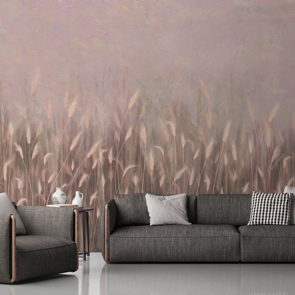 Pampas Flower Design Embossed Vinyl, Fabric Back Wall Mural in Different Texture - Code SE302 - Image 6