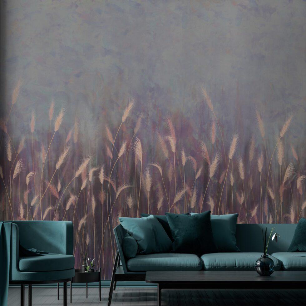 Pampas Flower Design Embossed Vinyl, Fabric Back Wall Mural in Different Texture - Code SE302 - Image 7