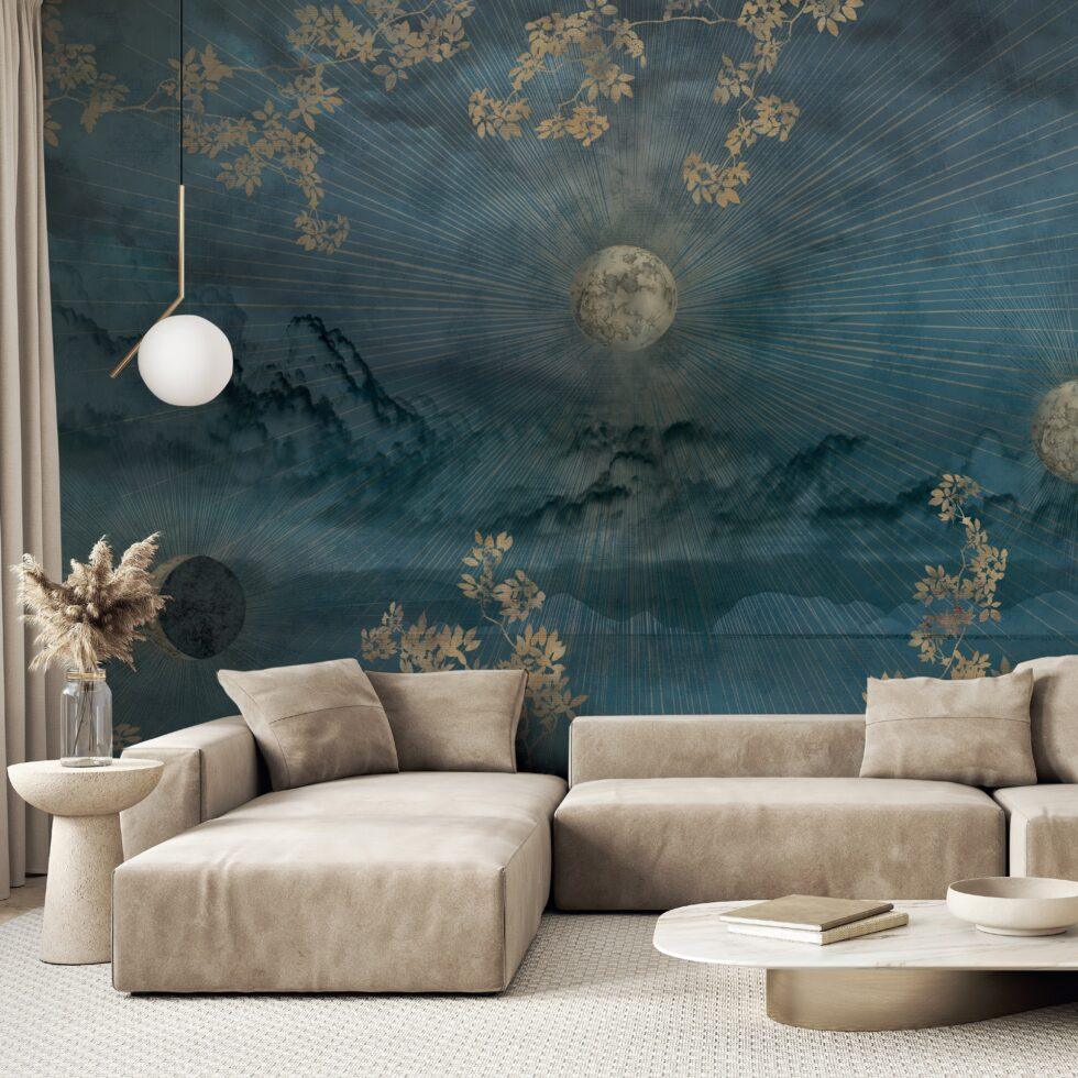 Galaxy Design Embossed Vinyl, Fabric Back Wall Mural in Different Texture - Code SE303