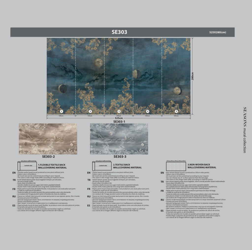 Galaxy Design MURAL WALLPAPER, Available in Various Paper Texture, Code SE303. It is Produced as 105 CM WIDE ROLL PANELS. - Image 7