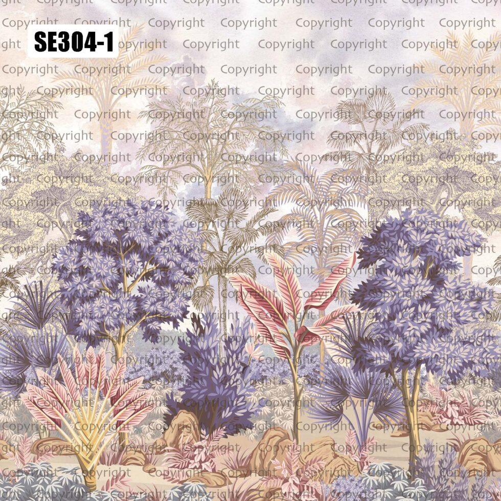 Colorful Jungle Embossed Vinyl, Fabric Back Wall Mural in Different Texture - Code SE304 - Image 2