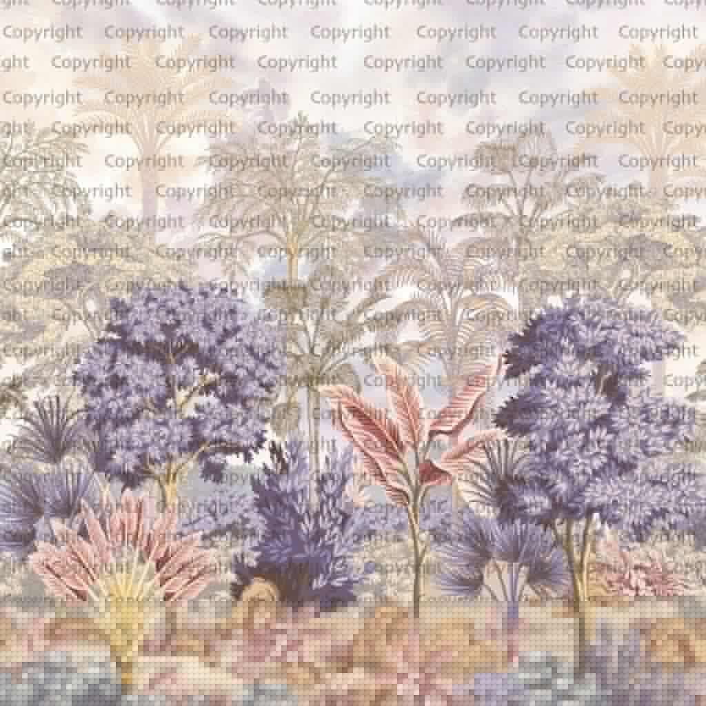 Colorful Jungle, VINYL FABRIC TEXTILE Wall Mural in Different Texture, Code SE304. It is produced as ONE PIECE WITHOUT JOINT. - Image 2