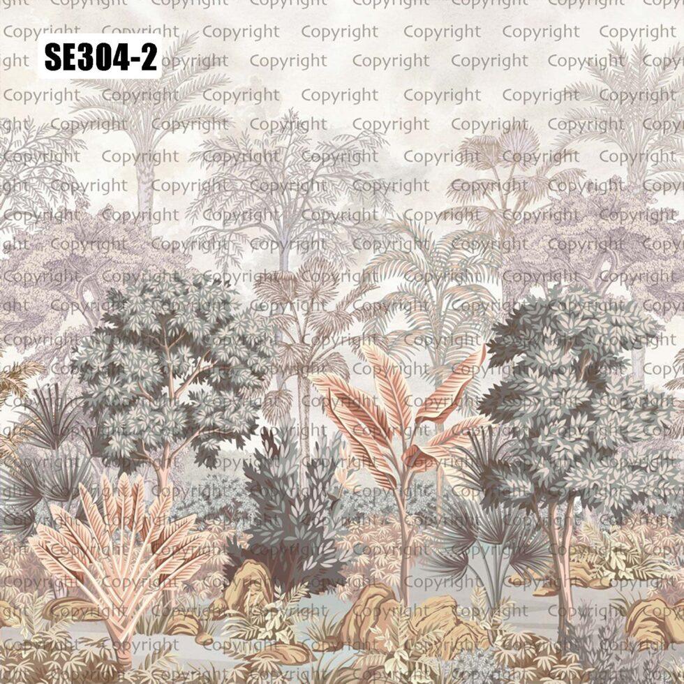 Colorful Jungle Embossed Vinyl, Fabric Back Wall Mural in Different Texture - Code SE304 - Image 3