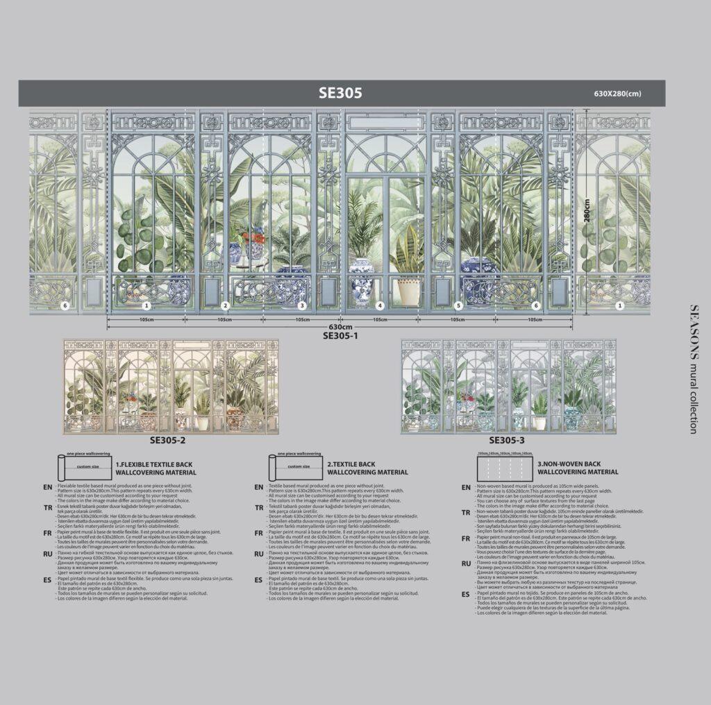 Modern Design MURAL WALLPAPER, Available in Various Paper Texture, Code SE305. It is Produced as 105 CM WIDE ROLL PANELS. - Image 7