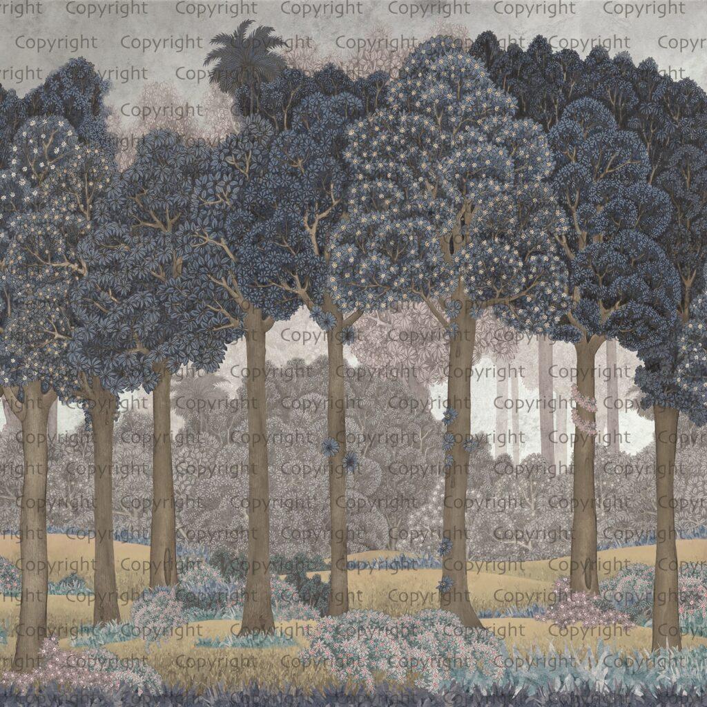 Tropical Design, VINYL FABRIC TEXTILE Wall Mural in Different Texture, Code SE306. It is produced as ONE PIECE WITHOUT JOINT.