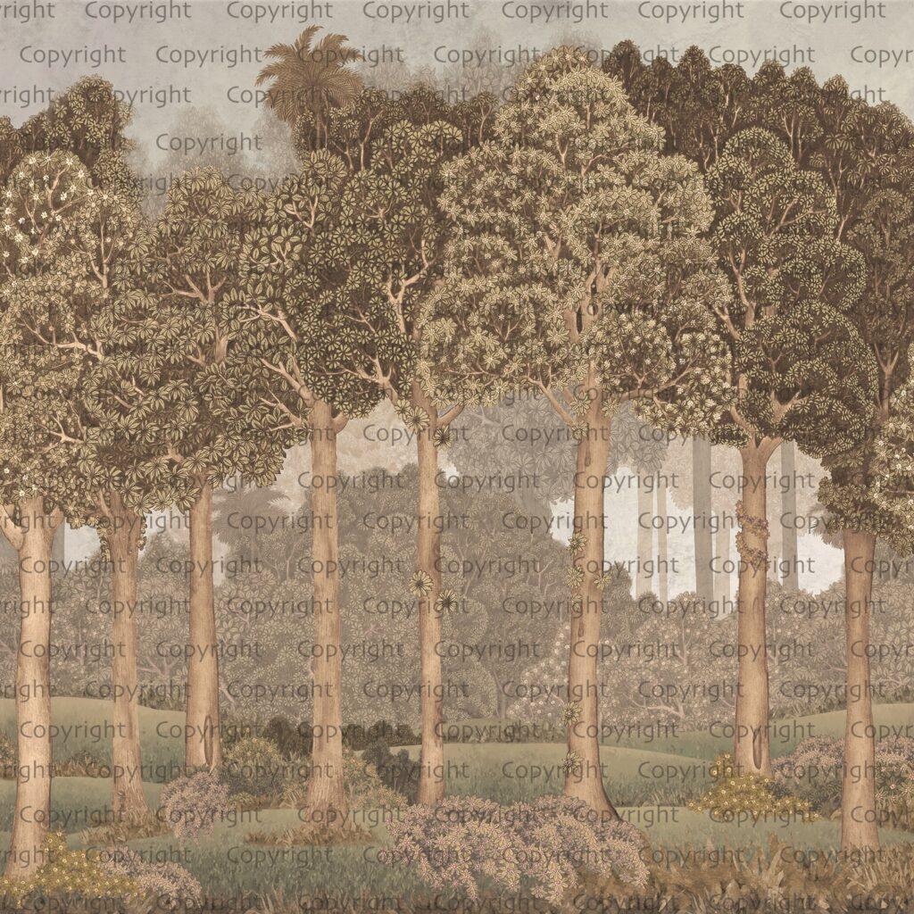 Tropical Design, VINYL FABRIC TEXTILE Wall Mural in Different Texture, Code SE306. It is produced as ONE PIECE WITHOUT JOINT. - Image 3