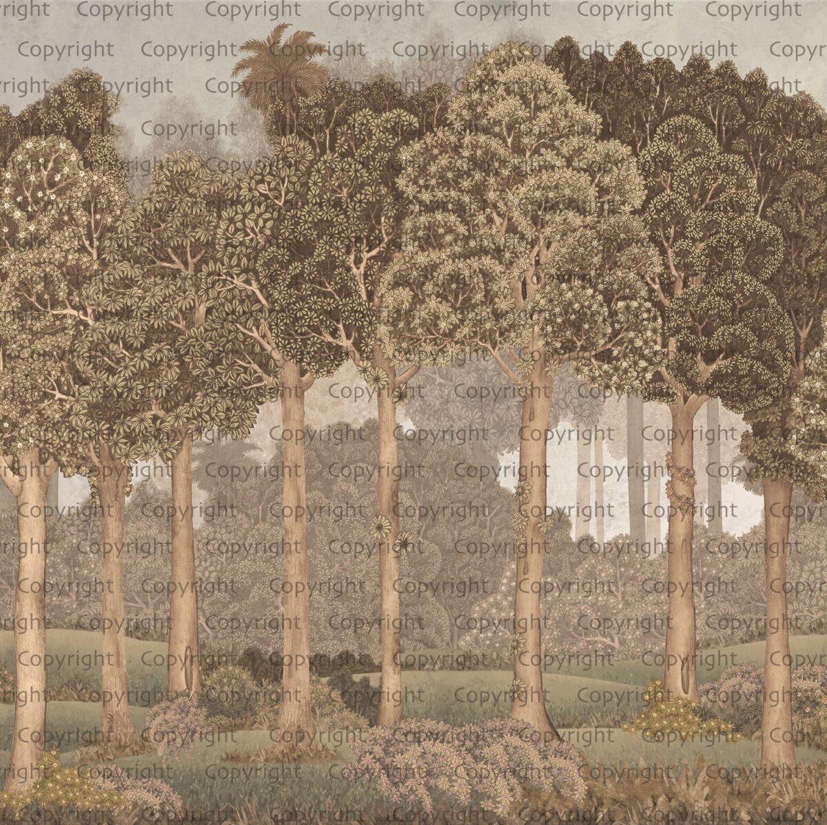Tropical Design MURAL WALLPAPER, Available in Various Paper Texture, Code SE306. It is Produced as 105 CM WIDE ROLL PANELS. - Image 3
