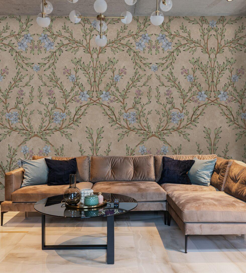 Floral and Leaf Design Mural WALLPAPER in Different Texture Code SE307 - Image 6