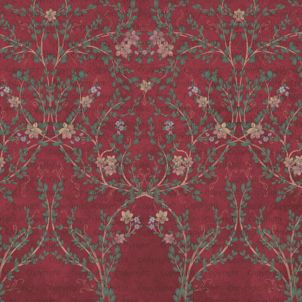Floral and Leaf Design MURAL WALLPAPER, Available in Various Paper Texture, Code SE307. It is Produced as 105 CM WIDE ROLL PANELS.