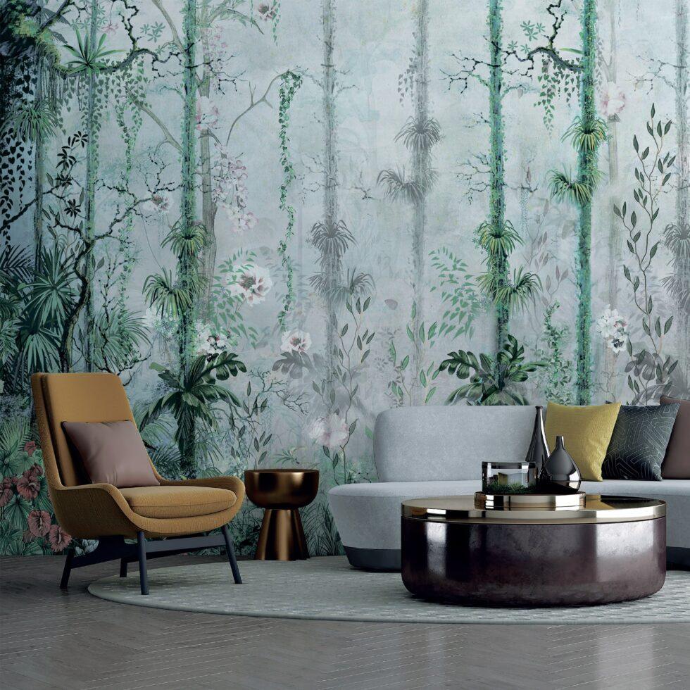 Tropical Nature Design Embossed Vinyl, Fabric Back Wall Mural in Different Texture - Code SE308