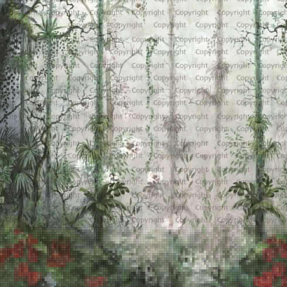 Tropical Nature Design, VINYL FABRIC TEXTILE Wall Mural in Different Texture, Code SE308. It is produced as ONE PIECE WITHOUT JOINT.