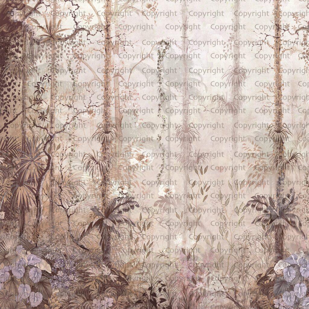 Tropical Nature Design MURAL WALLPAPER, Available in Various Paper Texture, Code SE308. It is Produced as 105 CM WIDE ROLL PANELS.