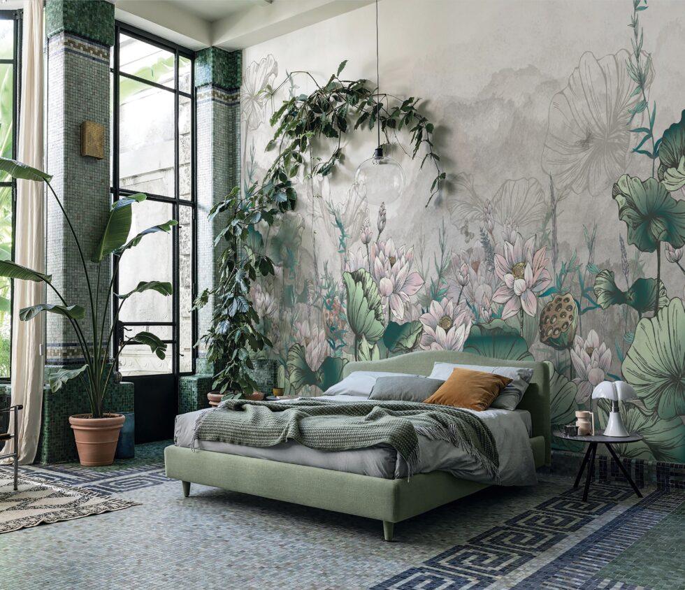 Floral Design Embossed Vinyl, Fabric Back Wall Mural in Different Texture - Code SE310 - Image 5