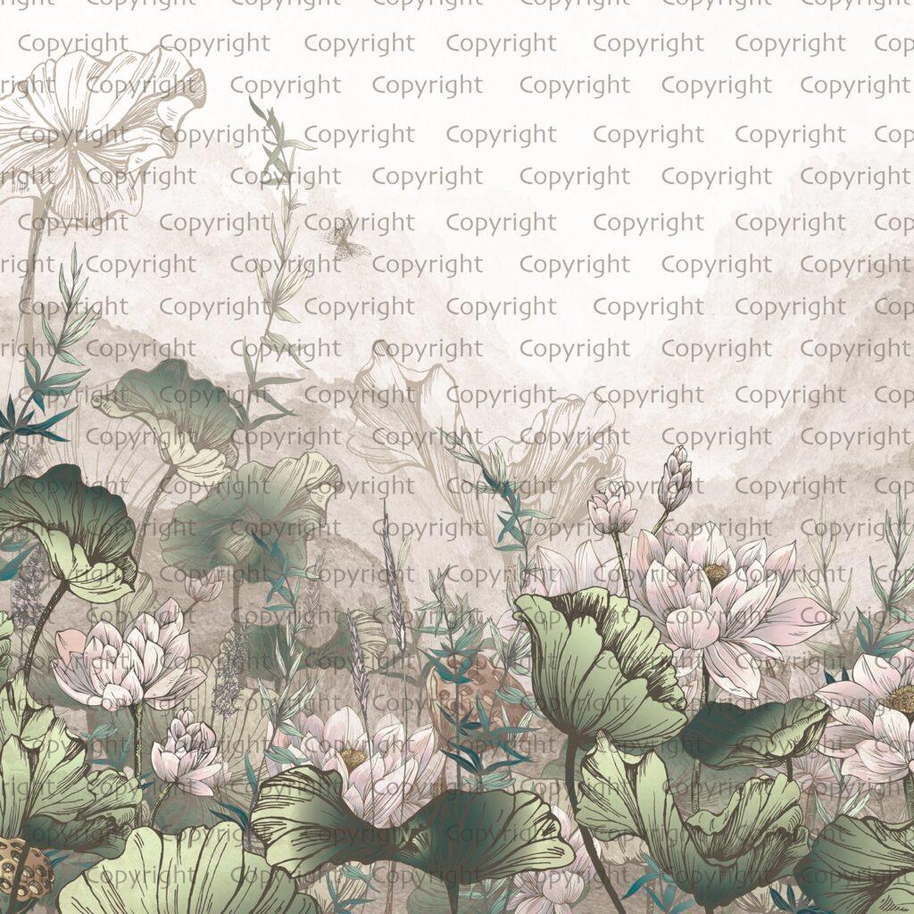 Floral Design MURAL WALLPAPER, Available in Various Paper Texture, Code SE310. It is Produced as 105 CM WIDE ROLL PANELS. - Image 3