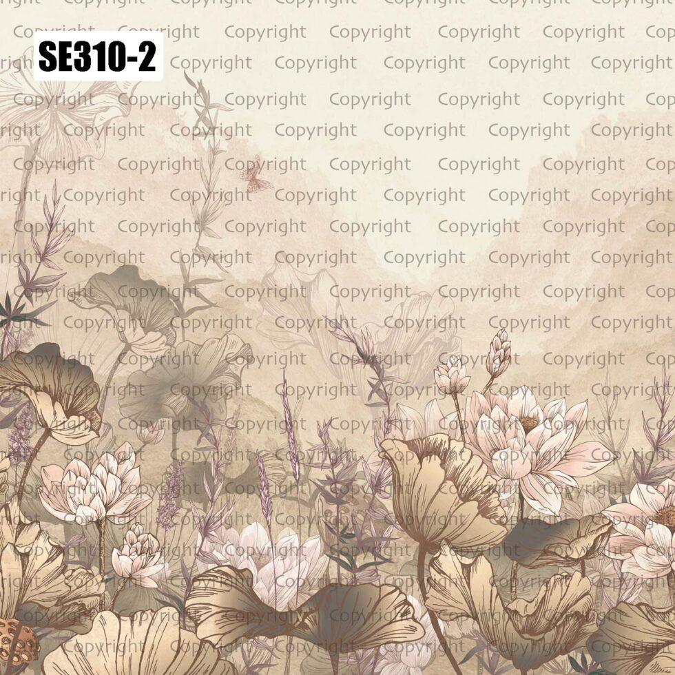 Floral Design Embossed Vinyl, Fabric Back Wall Mural in Different Texture - Code SE310 - Image 3