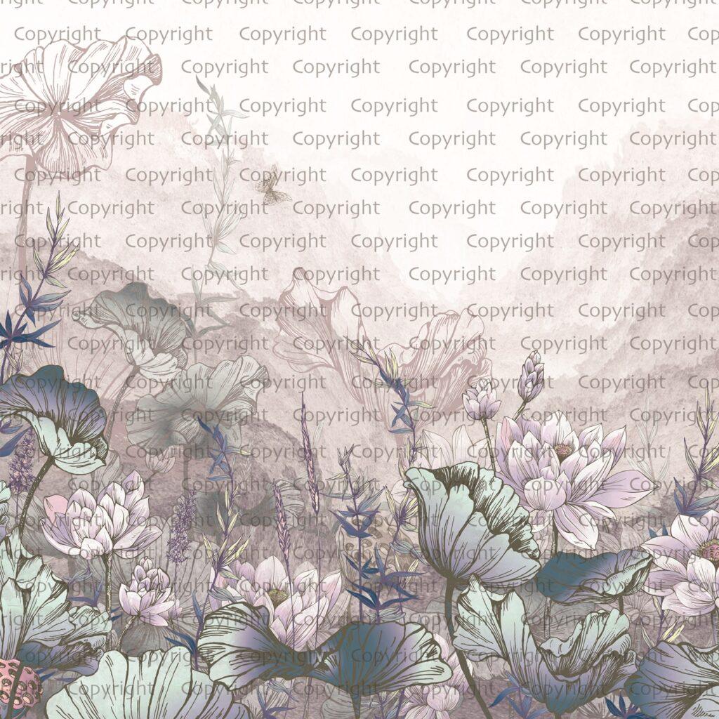 Floral Design MURAL WALLPAPER, Available in Various Paper Texture, Code SE310. It is Produced as 105 CM WIDE ROLL PANELS. - Image 2