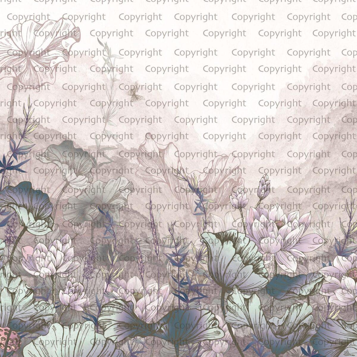 Floral Design MURAL WALLPAPER, Available in Various Paper Texture, Code SE310. It is Produced as 105 CM WIDE ROLL PANELS. - Image 2