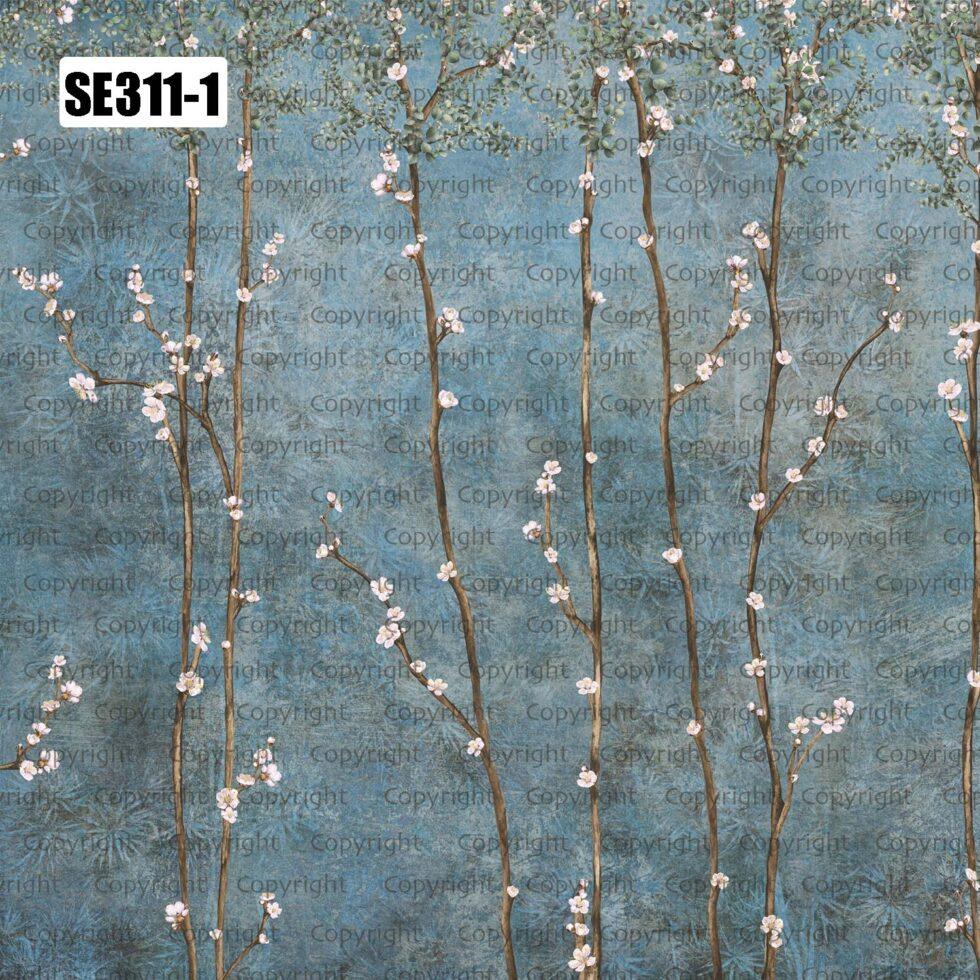 Cherry Blossom Tree Design Embossed Vinyl, Fabric Back Wall Mural in Different Texture - Code SE311 - Image 2