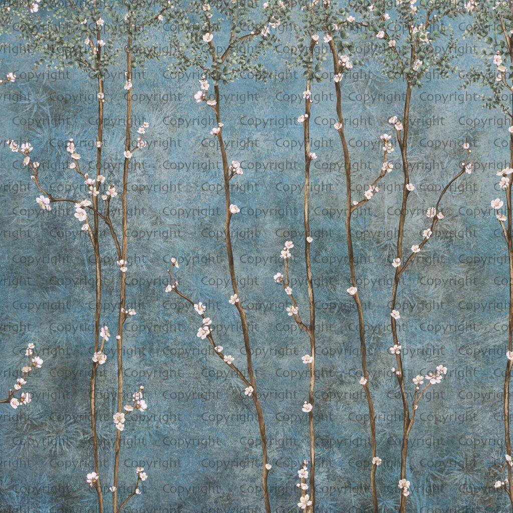 Cherry Blossom Tree Design MURAL WALLPAPER, Available in Various Paper Texture, Code SE311. It is Produced as 105 CM WIDE ROLL PANELS.