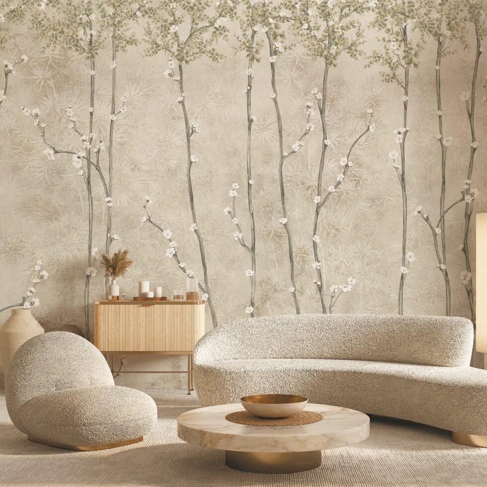 Cherry Blossom Tree Design Embossed Vinyl, Fabric Back Wall Mural in Different Texture - Code SE311 - Image 5