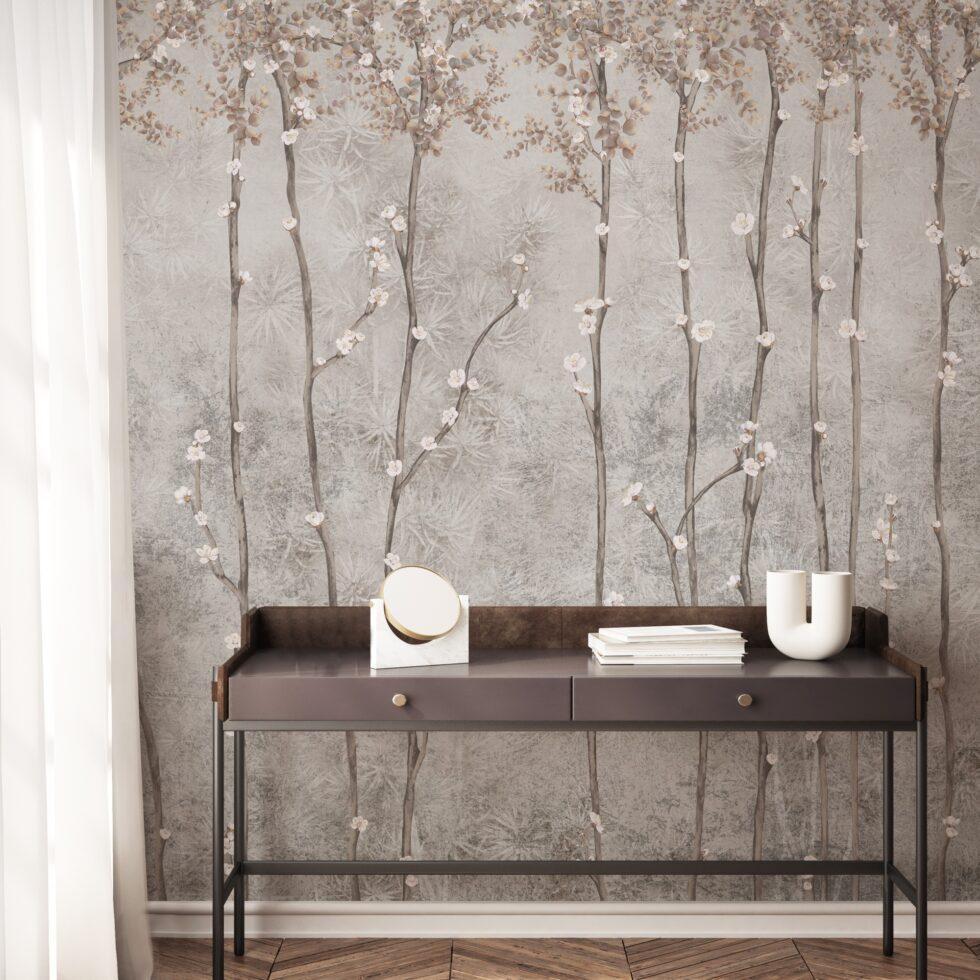 Cherry Blossom Tree Design Embossed Vinyl, Fabric Back Wall Mural in Different Texture - Code SE311 - Image 6