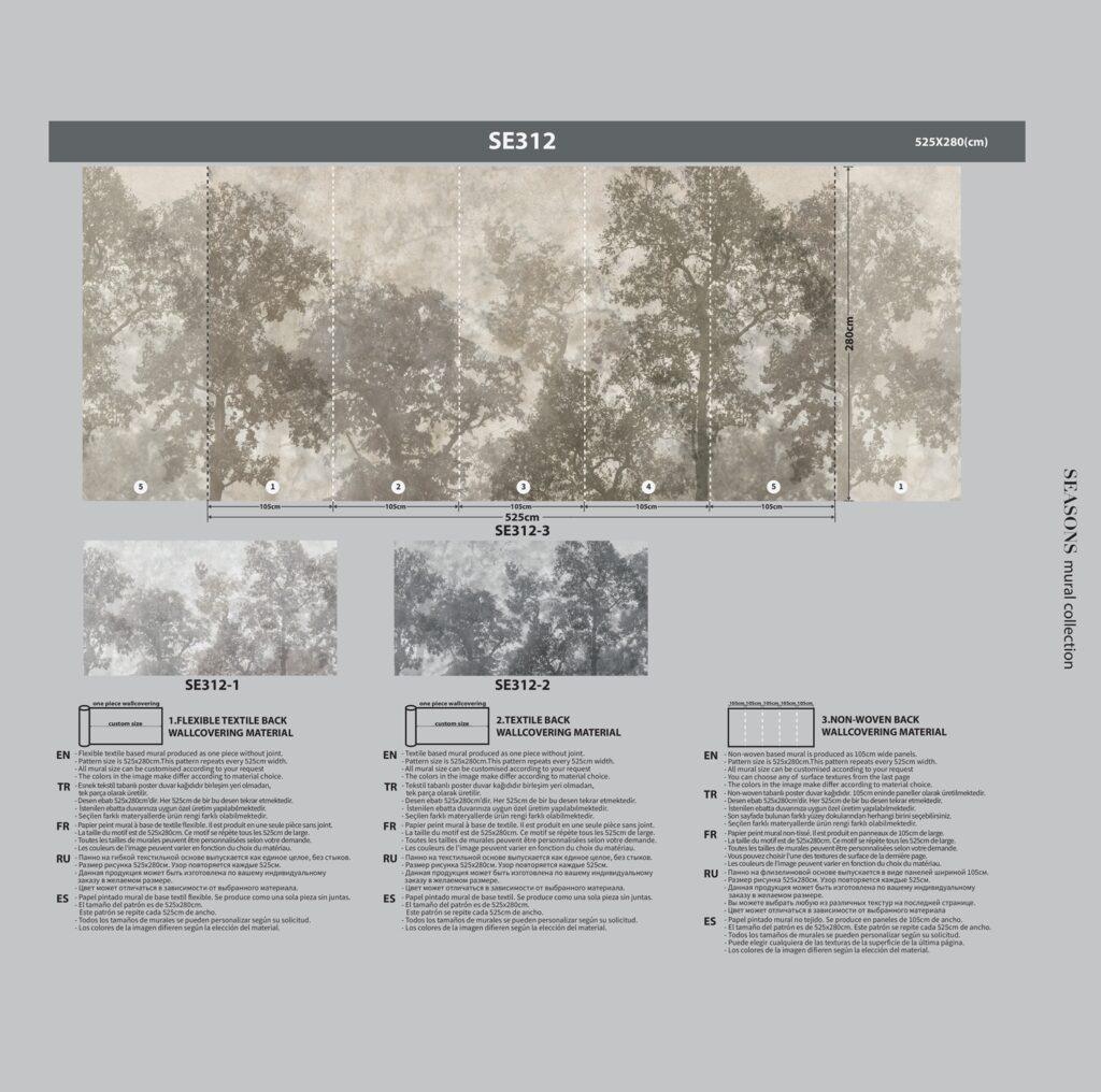 Cherry Blossom Tree Design MURAL WALLPAPER, Available in Various Paper Texture, Code SE312. It is Produced as 105 CM WIDE ROLL PANELS. - Image 7