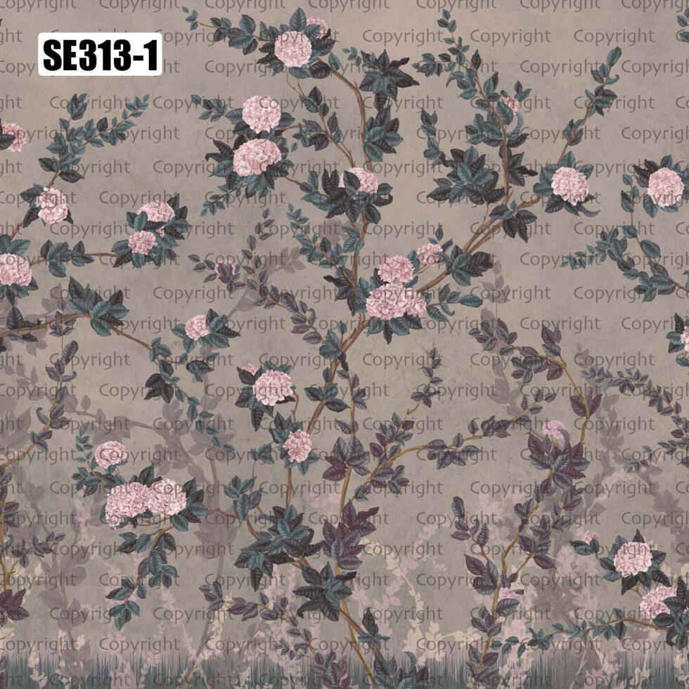 Floral Design Embossed Vinyl, Fabric Back Wall Mural in Different Texture - Code SE313 - Image 2