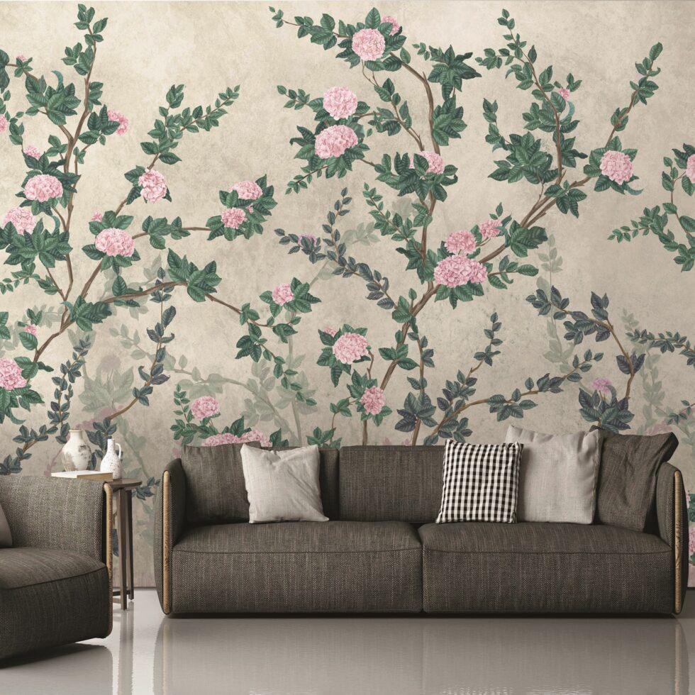 Floral Design Embossed Vinyl, Fabric Back Wall Mural in Different Texture - Code SE313 - Image 6