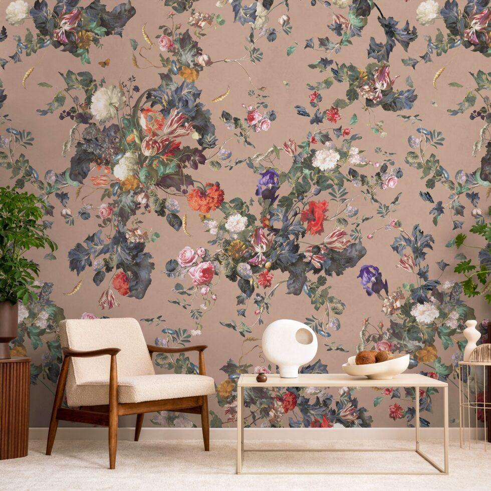 Floral Design Embossed Vinyl, Fabric Back Wall Mural in Different Texture - Code SE315 - Image 6