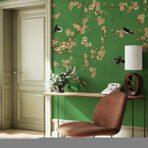 Floral and Bird Detailed Design, VINYL FABRIC TEXTILE Wall Mural in Different Texture, Code SE316. It is produced as ONE PIECE WITHOUT JOINT. - Image 5