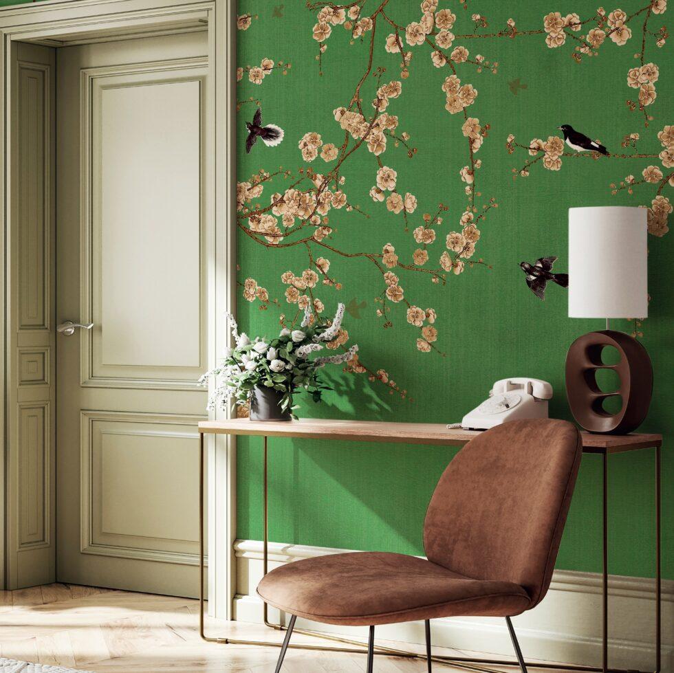 Floral and Bird Detailed Design Mural WALLPAPER in Different Texture Code SE316