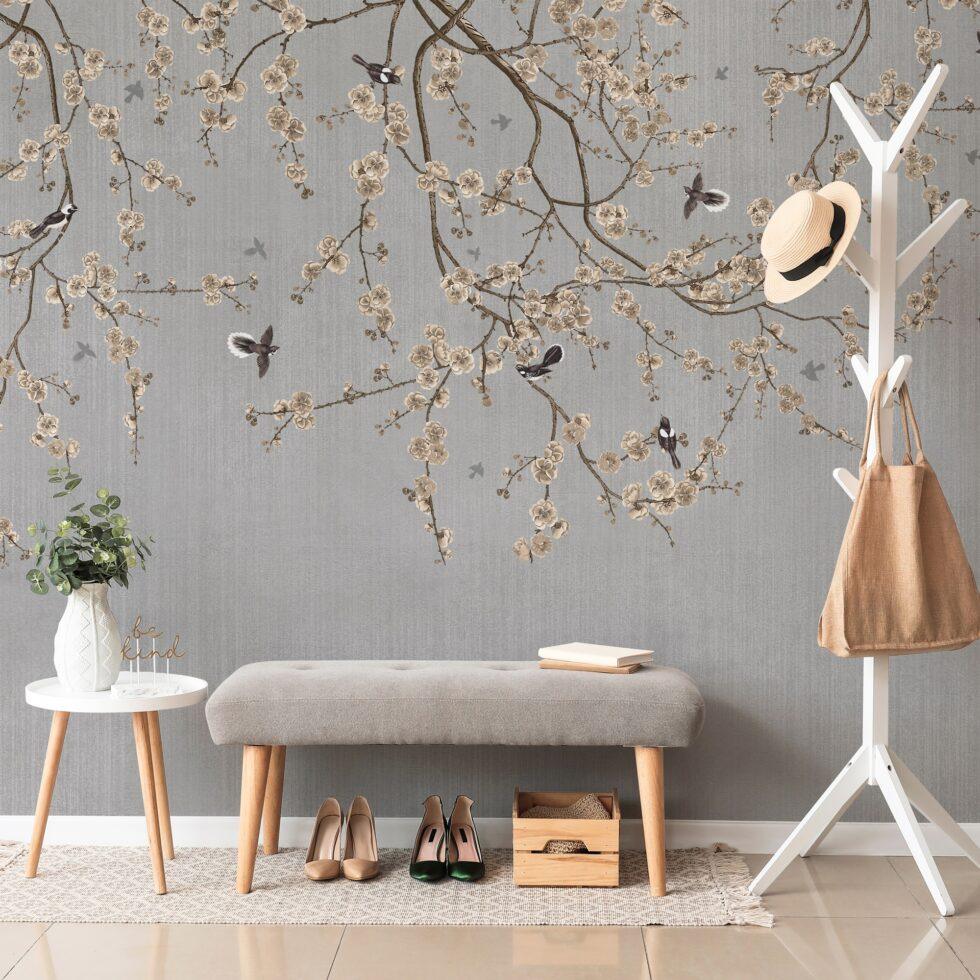 Floral and Bird Detailed Design Mural WALLPAPER in Different Texture Code SE316 - Image 6