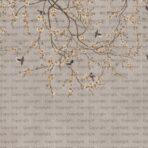 Floral and Bird Detailed Design, VINYL FABRIC TEXTILE Wall Mural in Different Texture, Code SE316. It is produced as ONE PIECE WITHOUT JOINT. - Image 4