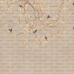 Floral and Bird Detailed Design, VINYL FABRIC TEXTILE Wall Mural in Different Texture, Code SE316. It is produced as ONE PIECE WITHOUT JOINT.