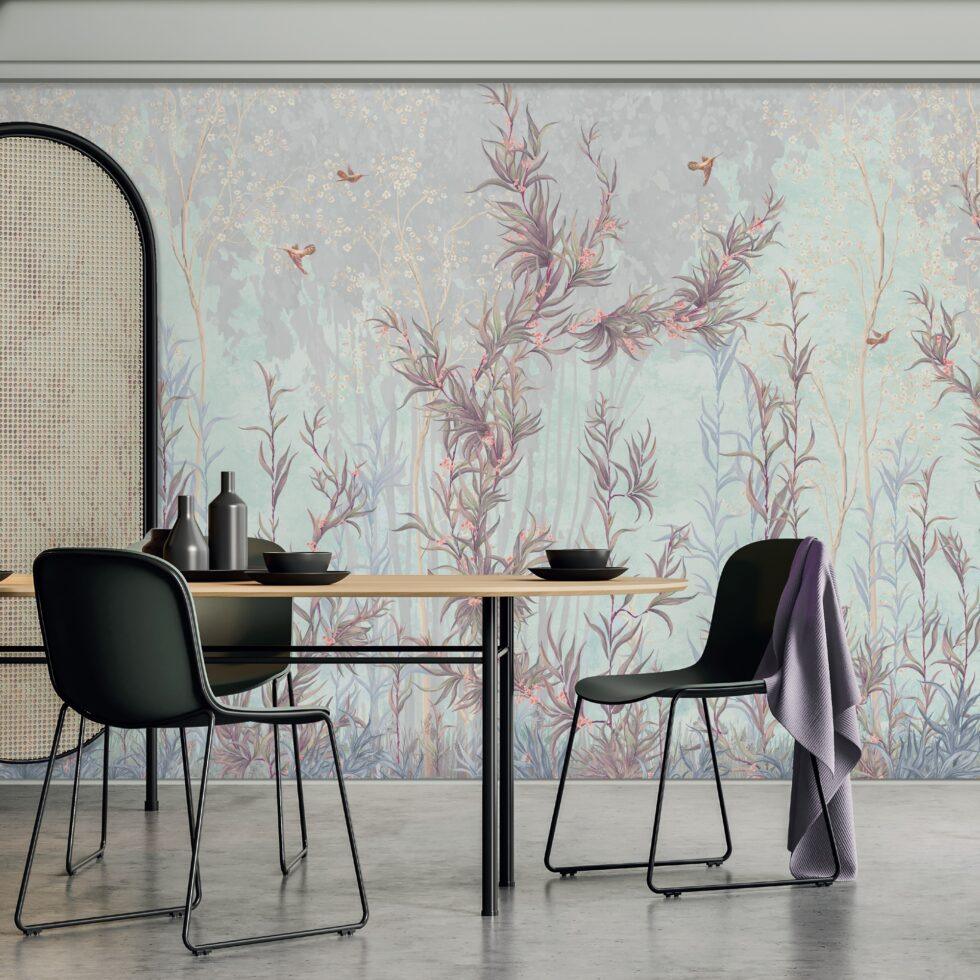 Limonium Flowers Design Embossed Vinyl, Fabric Back Wall Mural in Different Texture - Code SE317