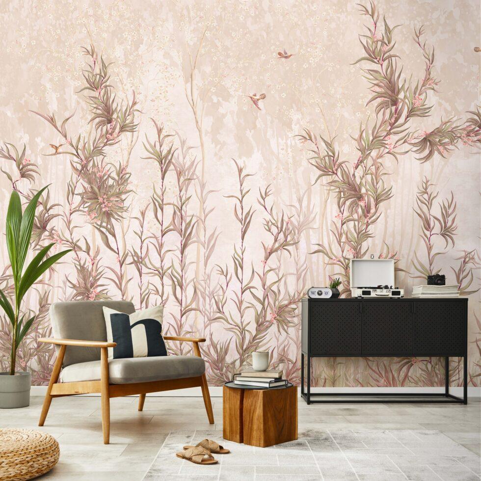 Limonium Flowers Design Embossed Vinyl, Fabric Back Wall Mural in Different Texture - Code SE317 - Image 6