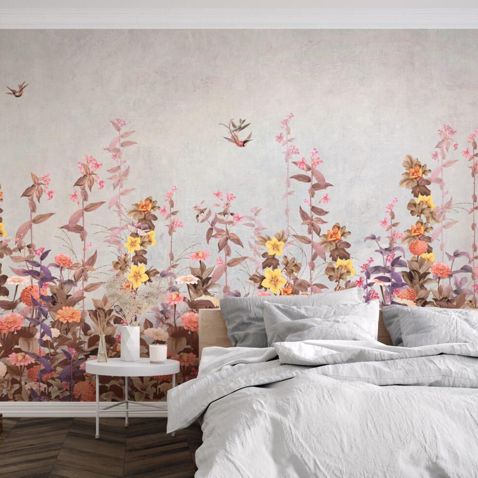 Floral Design Embossed Vinyl, Fabric Back Wall Mural in Different Texture - Code SE320 - Image 4