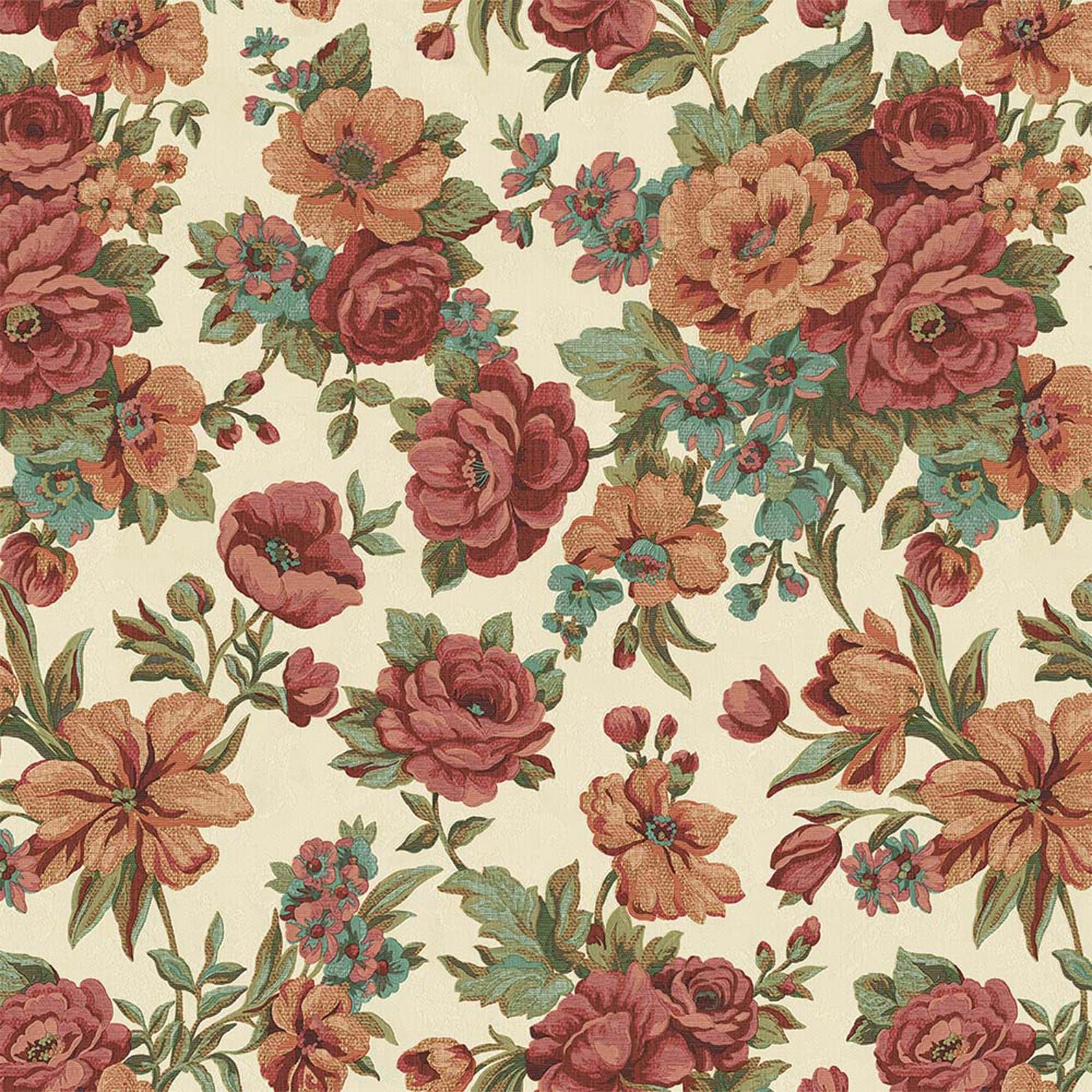 Blooming Roses Floral Pattern Wallpaper Cooper Orange Red Code 5806-5 - Image 4