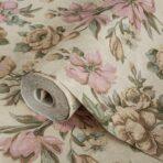 Blooming Roses Floral Pattern Wallpaper Beige Light Pink Code 5806-2