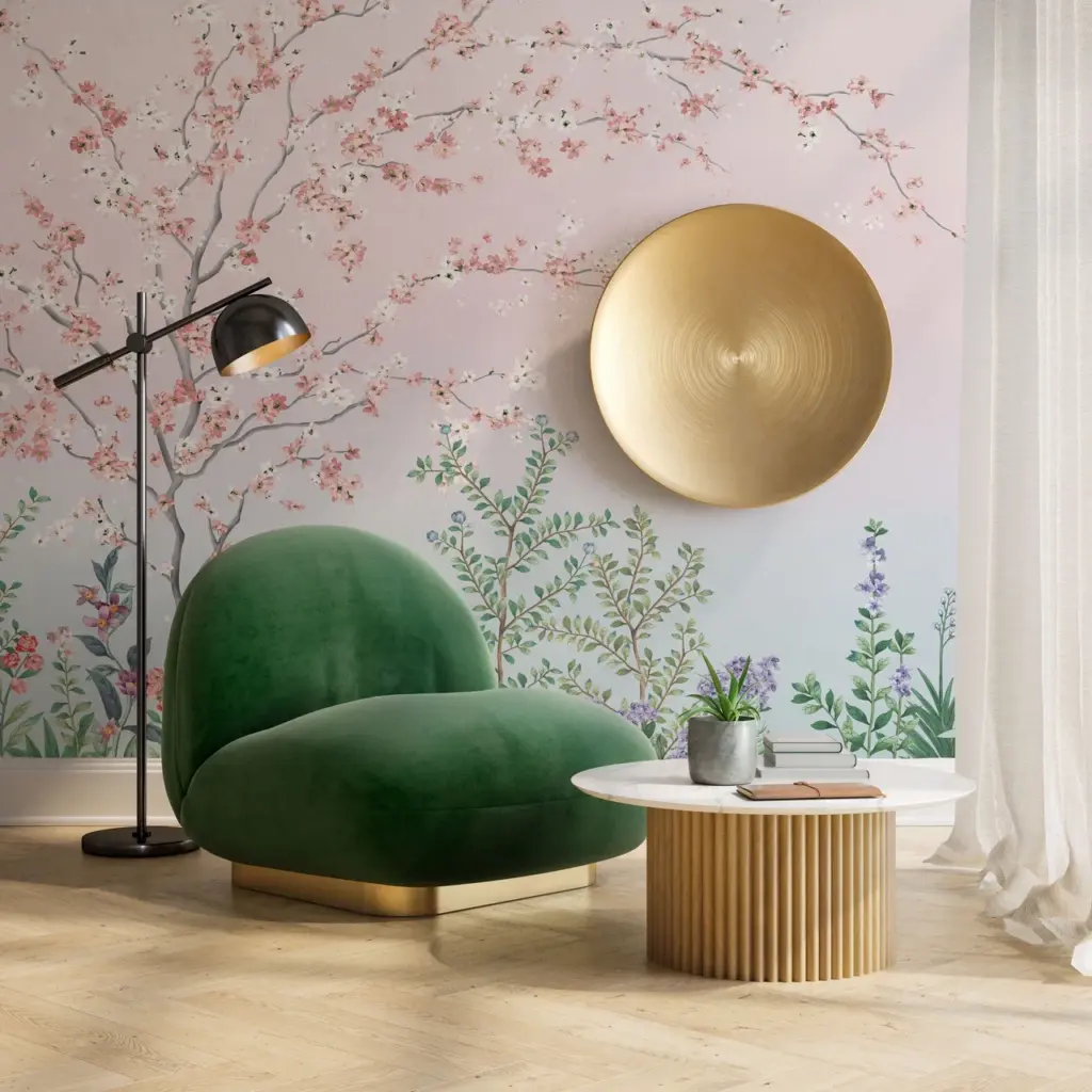 Colorful Flowers Pattern Design Mural WALLPAPER, Available in various Paper Texture, Code FJ306. It is Produced as 105 CM WIDE ROLL PANELS.. - Image 7