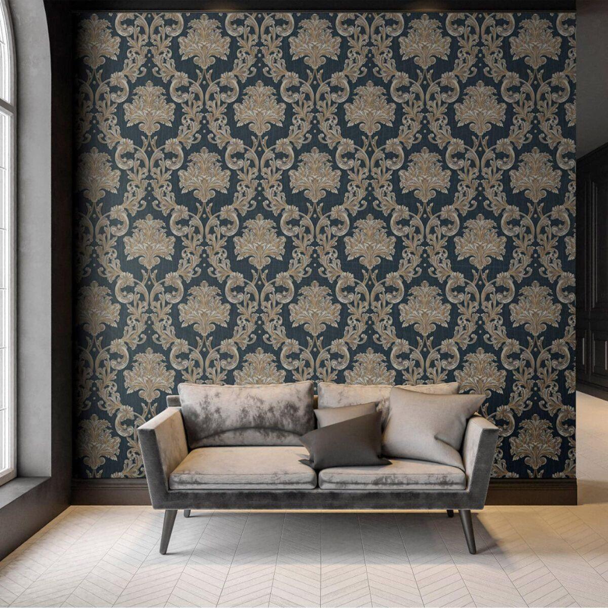 Damask Rich Ornament Wallpaper Blue Brown Code 6808-5 - Image 6